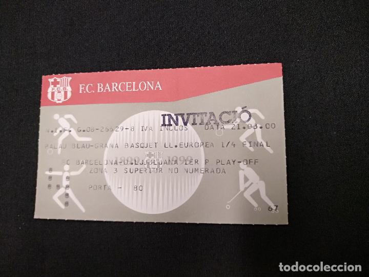 Coleccionismo deportivo: ENTRADA BASQUET - PALAU BLAUGRANA LIGA EUROPEA PLAY OFF  - F.C. BARCELONA - LJUBLJANA - 2000