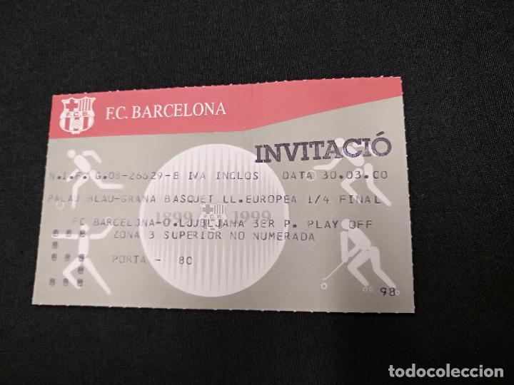 Coleccionismo deportivo: ENTRADA BASQUET - PALAU BLAUGRANA LIGA EUROPEA PLAY OFF  - F.C. BARCELONA - LJUBLJANA - 2000