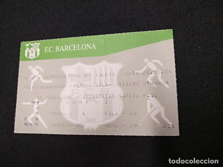 Coleccionismo deportivo: ENTRADA FUTBOL SALA - F.C. BARCELONA - INDUSTRIAS GARCIA - OCTUBRE 2000