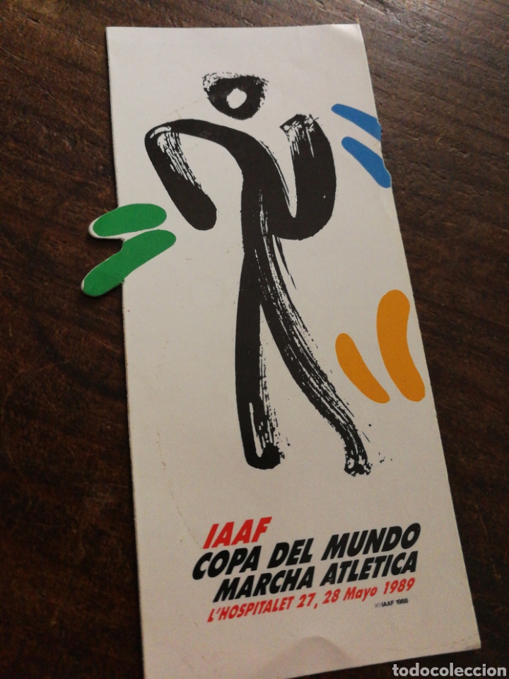 Coleccionismo deportivo: PEGATINA STICKER IAAF- COPA DEL MUNDO MARCHA ATLETICA, HOSPITALET 1989.12'5x5'5CM.