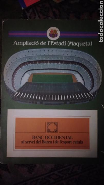 Sammelleidenschaft Sport: F C Barcelona. Maqueta ampliaci&oacute;n del estadio. Recortables de futbolistas 80 81 y canci&oacute;n del barca.