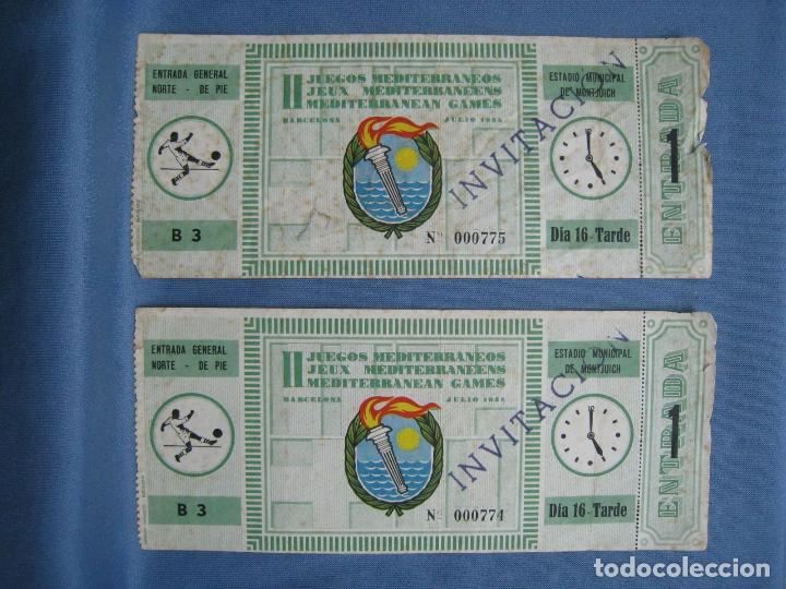 Coleccionismo deportivo: II JUEGOS MEDITARRANEOS. BARCELONA 1955. LOTE 2 INVITACIONES FUTBOL ESTADIO MONTJUICH