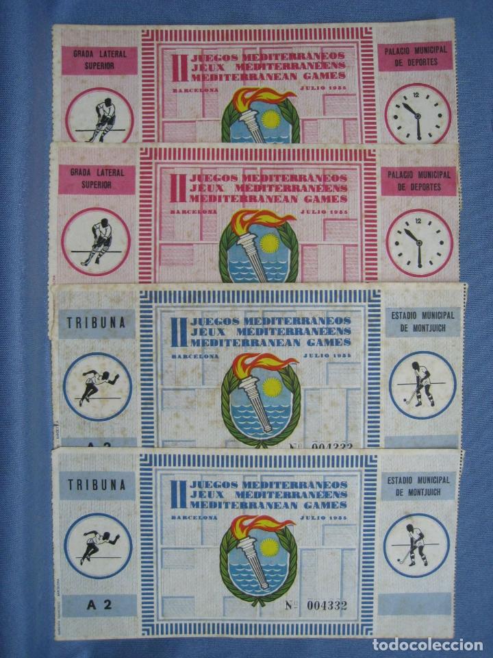 Coleccionismo deportivo: II JUEGOS MEDITARRANEOS. BARCELONA 1955. LOTE 4 ENTRADAS HOCKEY + ATLETISMO