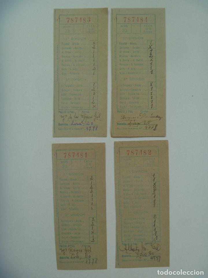 Coleccionismo deportivo: LOTE DE 4 RECIBOS DE QUINIELAS, 1954 - Foto 1