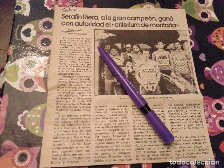 Coleccionismo deportivo: ANTIGUO RECORTE 1988 CICLISMO SERAFIN RIERA GRAN CAMPEON GANO EL CRITERIUM DE MONTA&Ntilde;A BALEARES