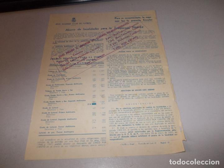 Sports collectibles: Real Madrid Club de F&uacute;tbol, Circular abono localidades para la Temporada 1963-64