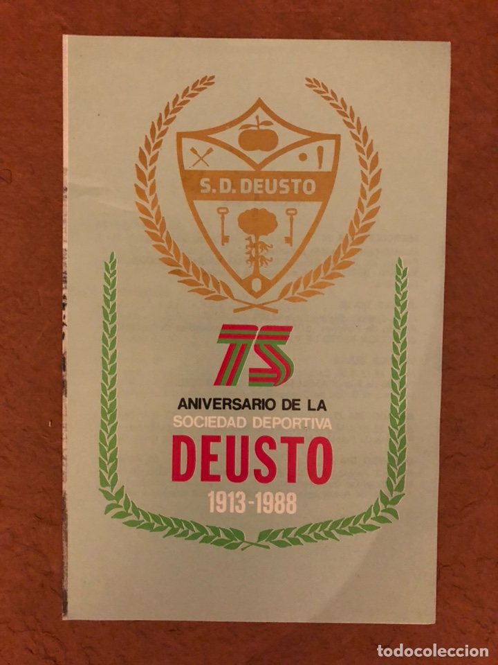 Sports collectibles: 75 ANIVERSARIO DE LA SOCIEDAD DEPORTIVA DEUSTO 1913-1988. D&Iacute;PTICO CON LA PROGRAMACI&Oacute;N DE LOS ACTOS.