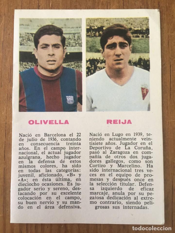 Sports collectibles: R4371 HOJITA CON FOTOGRAFIA DE OLIVELLA BARCELONA Y REIJA REAL ZARAGOZA A&Ntilde;OS 60 70 RESUMEN COPA