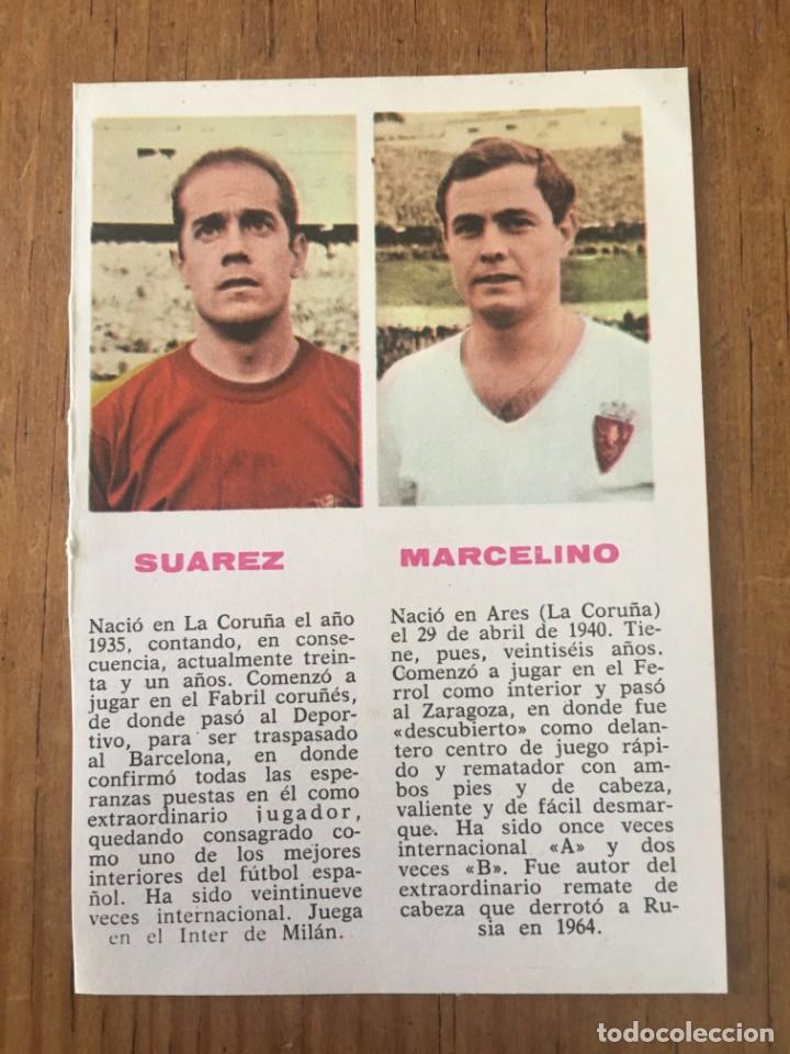 Sports collectibles: R4373 HOJITA CON FOTOGRAFIA DE SUAREZ BARCELONA Y MARCELINO REAL ZARAGOZA A&Ntilde;OS 60 70