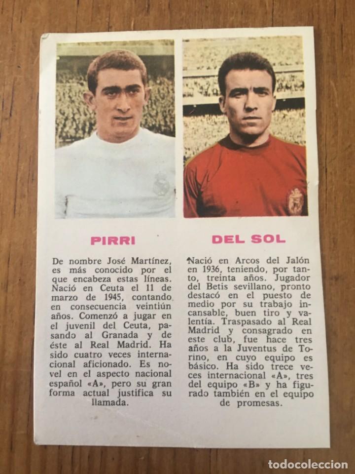 Sports collectibles: R4375 HOJITA CON FOTOGRAFIA DE PIRRI REAL MADRID Y DEL SOL ESPA&Ntilde;A A&Ntilde;OS 60 70