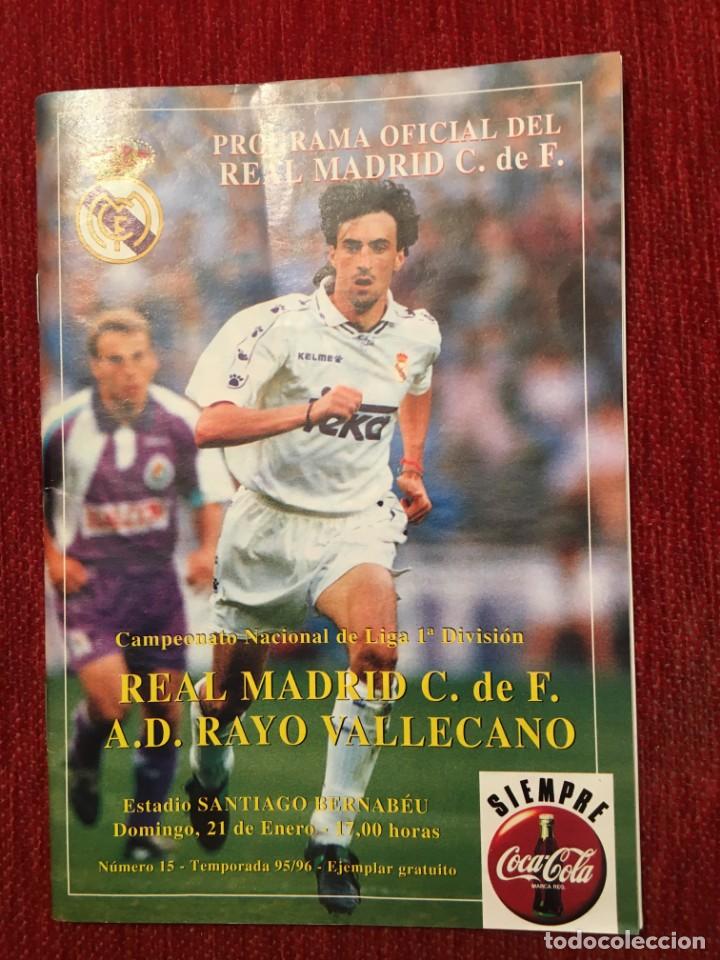 Sports collectibles: PROGRAMA OFICIAL REAL MADRID RAYO VALLECANO LIGA TEMPORADA 1995 1996 AMAVISCA ONESIMO ALVARO CAPPA