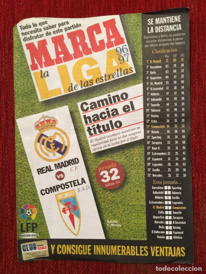 Coleccionismo deportivo: PROGRAMA MARCA REAL MADRID COMPOSTELA LIGA TEMPORADA 1996 1997 - Foto 1