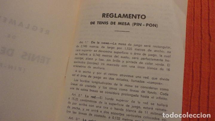 Coleccionismo deportivo: REGLAMENTO TENIS DE MESA.PIN PON.EDICIONES DEPORTIVAS EDFERSAL. - Foto 3