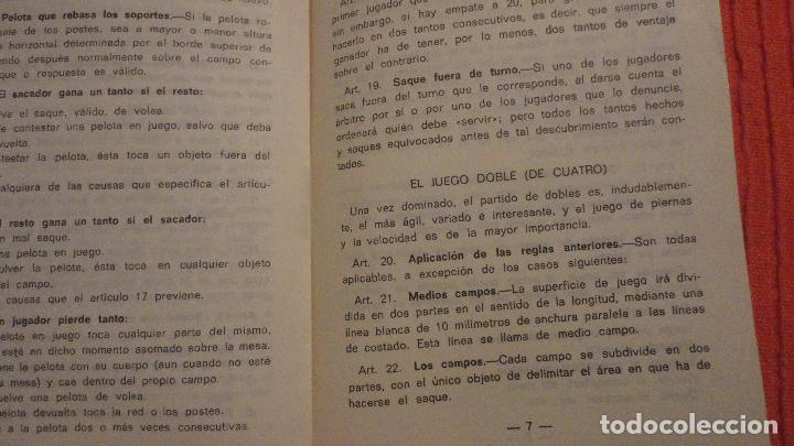 Coleccionismo deportivo: REGLAMENTO TENIS DE MESA.PIN PON.EDICIONES DEPORTIVAS EDFERSAL. - Foto 4