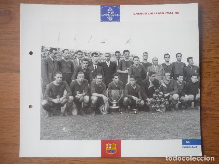 Sports collectibles: LAMINA MAXI CROMO EL GRAN ALBUM BAR&Ccedil;A N&ordm; 83 CAMPIO LLIGA 1944 45 - LIGA BARCELONA 27 X 23 CMS.
