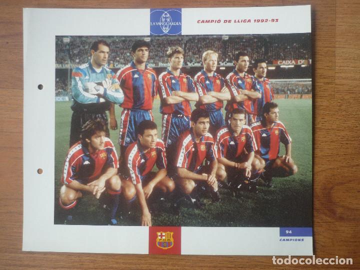 Sports collectibles: LAMINA MAXI CROMO EL GRAN ALBUM BAR&Ccedil;A VANGUARDIA N&ordm; 94 CAMPIO LLIGA 1992 93 - BARCELONA 27 X 23 CMS.