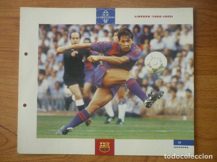 Sports collectibles: LAMINA MAXI CROMO EL GRAN ALBUM BAR&Ccedil;A VANGUARDIA 31 GARY LINEKER - BARCELONA 27 X 23 CMS.