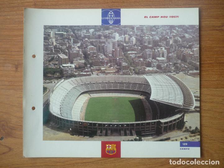 Sports collectibles: LAMINA MAXI CROMO EL GRAN ALBUM BAR&Ccedil;A VANGUARDIA 129 EL CAMP NOU 1957 - BARCELONA 27 X 23 CMS.