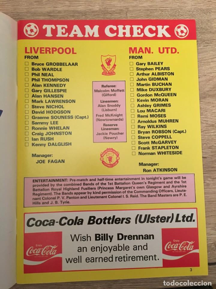 Coleccionismo deportivo: PROGRAMA OFICIAL HOMENAJE BILLY DRENNAN LIVERPOOL MANCHESTER UNITED 1983 - Foto 2