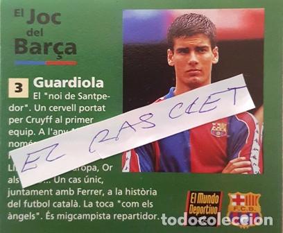 Coleccionismo deportivo: FICHA TECNICA - EL JOC DEL BAR&Ccedil;A - N&ordm; 3 -  GUARDIOLA - - Foto 1