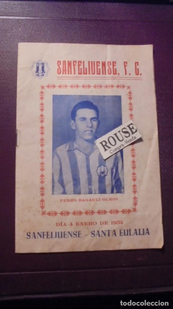 Sammelleidenschaft Sport: FUTBOL- PROGRAMA SANFELIUENSE F.C. 4 DE ENERO  1953 PARTIDO SANFELIUENSE F.C. - SANTA EULALIA