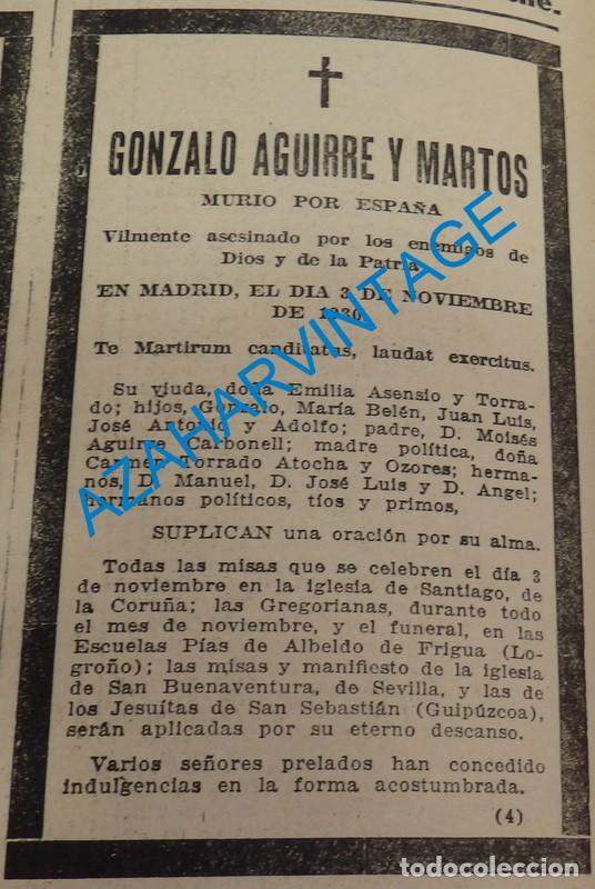 Sammelleidenschaft Sport: 1937, GUERRA CIVIL, ESQUELA DIRECTIVO REAL MADRID, MUERTO POR LA PATRIA