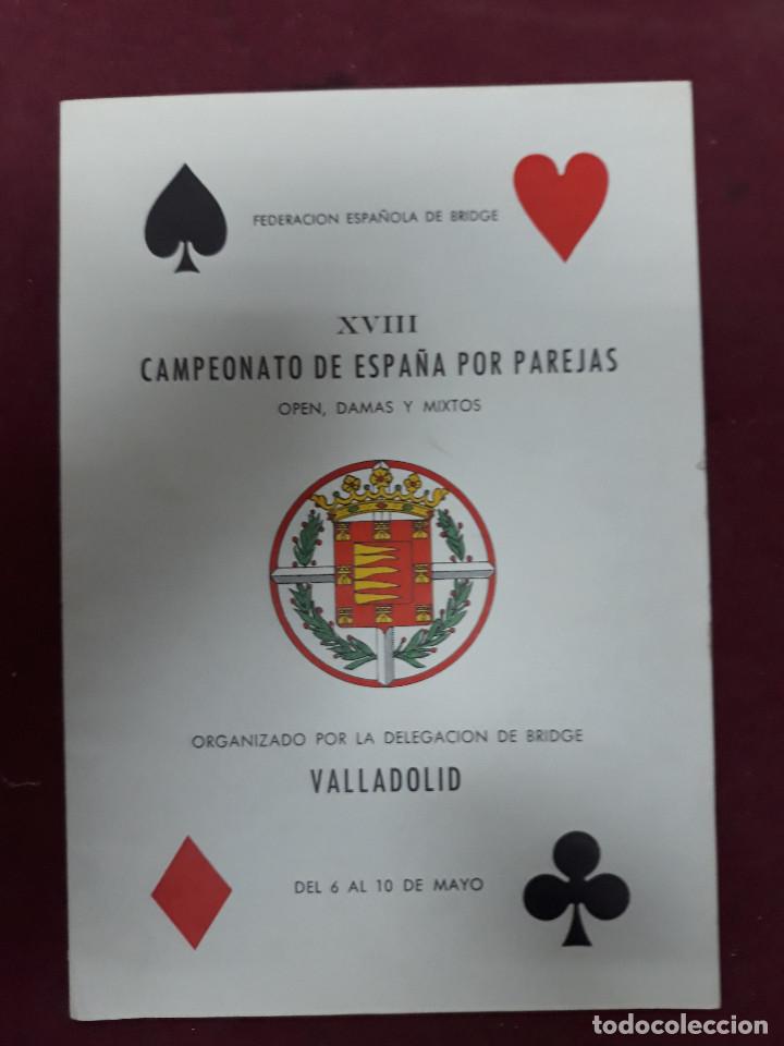 Coleccionismo deportivo: XVIII CAMPEONATO BRIDGE  VALLLADOLID - Foto 1