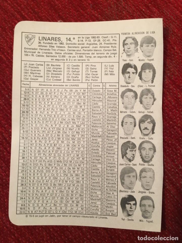 Sports collectibles: R4910 HOJITA HOJA CON ALINEACIONES EQUIPO LINARES ATLETICO MADRILE&Ntilde;O TEMPORADA 82 83 1982 1983