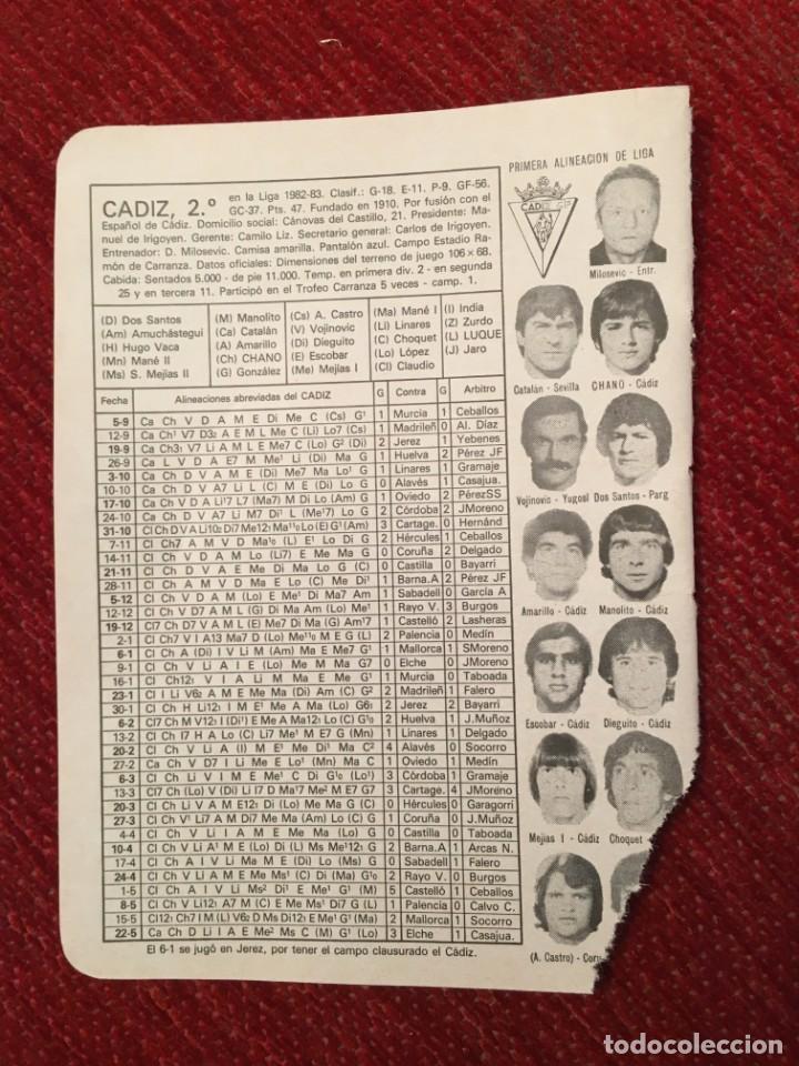 Sports collectibles: R4915 HOJITA HOJA CON ALINEACIONES EQUIPO CADIZ REAL MURCIA TEMPORADA 82 83 1982 1983