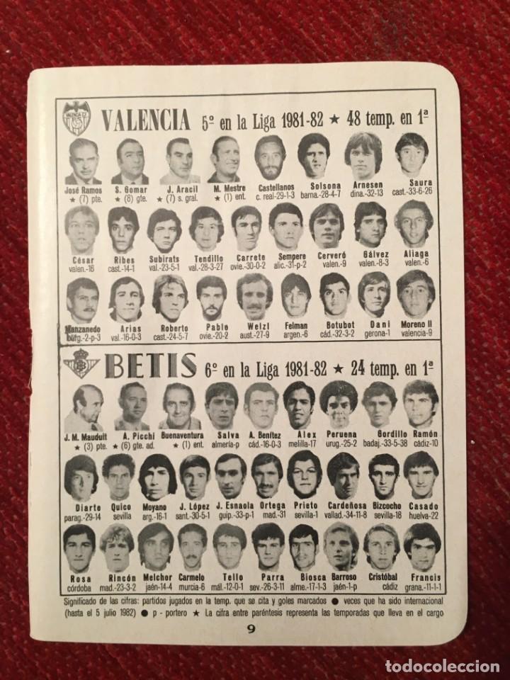 Sports collectibles: R4928 HOJITA HOJA CON ALINEACIONES EQUIPO VALENCIA REAL BETIS TEMPORADA 81 82 1981 1982