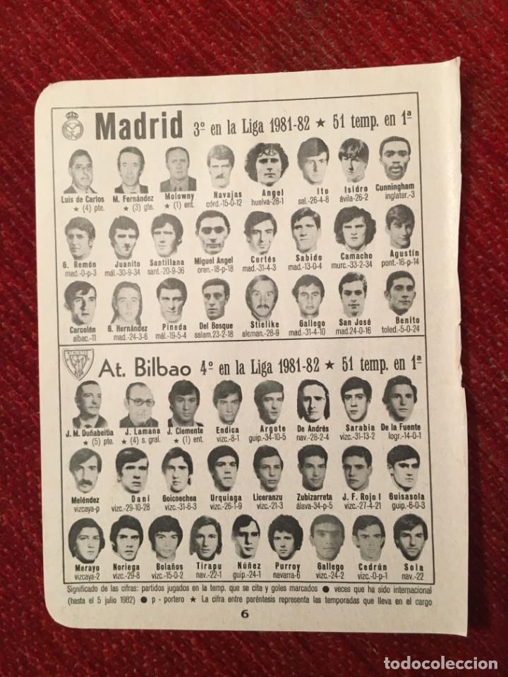 Sports collectibles: R4929 HOJITA HOJA CON ALINEACIONES EQUIPO REAL MADRID ATHLETIC BILBAO TEMPORADA 81 82 1981 1982