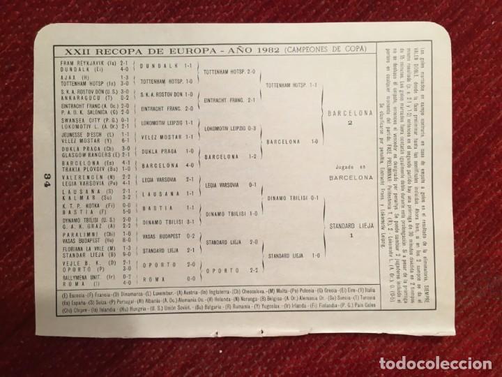 Sports collectibles: R4955 HOJITA RESUMEN RECOPA Y COPA EUROPA 1982 BARCELONA STANDARD LIEJA ASTON VILLA BAYERN MUNCHEN