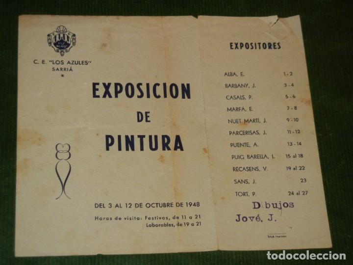 Sports collectibles: CENTRE EXCURSIONISTA LOS AZULES (ELS BLAUS) SARRIA - FOLLETO EXPOSICION DE PINTURA 1948