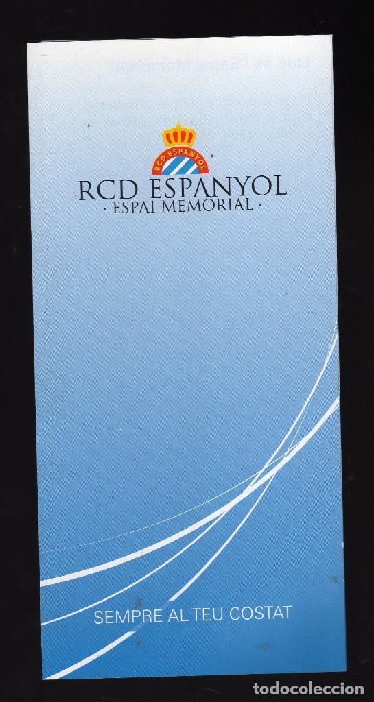 Coleccionismo deportivo: TR&Iacute;PTICO INFORMATIVO EN ESPA&Ntilde;OL Y CATAL&Aacute;N DEL ESPAI MEMORIAL DEL RCDE ESPANYOL DE BARCELONA - Foto 1
