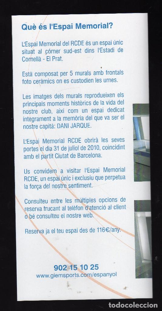 Coleccionismo deportivo: TR&Iacute;PTICO INFORMATIVO EN ESPA&Ntilde;OL Y CATAL&Aacute;N DEL ESPAI MEMORIAL DEL RCDE ESPANYOL DE BARCELONA - Foto 4