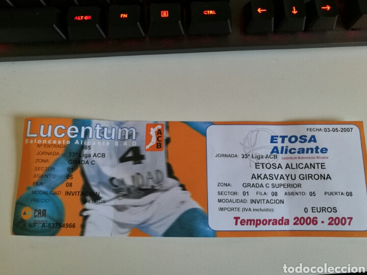 Sports collectibles: Entrada de partido de baloncesto ACB
