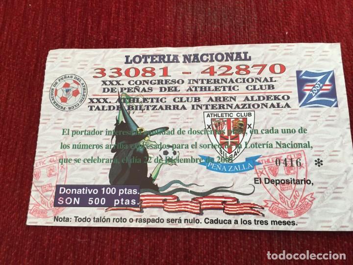 Sports collectibles: RP R5366 LOTERIA NACIONAL FUTBOL ATHLETIC CLUB BILBAO XXX CONGRESO PE&Ntilde;AS 33081 42870 A&Ntilde;O 2001