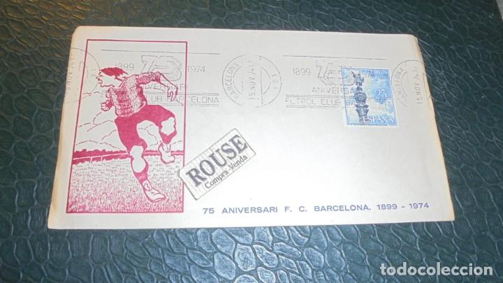 Sports collectibles: F.C. BARCELONA - SOBRE PRIMER DIA - 75 ANIVERSARI F.C. BARCELONA 1899-1974 - 18X10 CM.