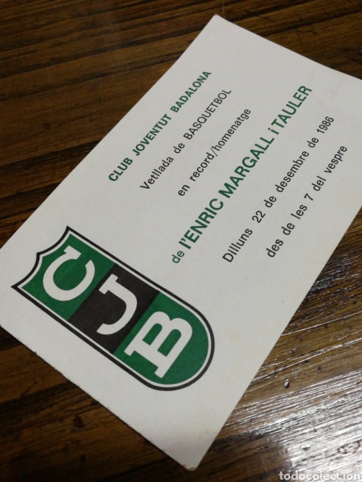 Sports collectibles: TARJETA RECORD HOMENATGE DE ENRIC MARGALL I TAULER- CLUB JOVENTUT BADALONA (LA PENYA) BASKET, 1986.