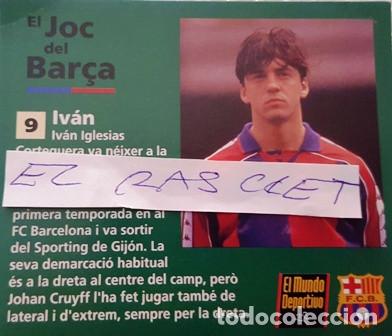 Coleccionismo deportivo: FICHA TECNICA - EL JOC DEL BAR&Ccedil;A - N&ordm; 9 -  IVAN   - - Foto 1