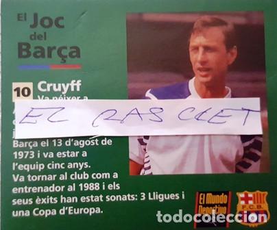 Coleccionismo deportivo: FICHA TECNICA - EL JOC DEL BAR&Ccedil;A - N&ordm; 10 -  CRUYFF - - Foto 1