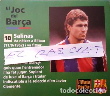 Coleccionismo deportivo: FICHA TECNICA - EL JOC DEL BAR&Ccedil;A - N&ordm; 18 - SALINAS  - - Foto 1