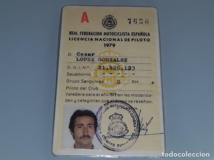 Collectionnisme sportif: ANTIGUA LICENCIA NACIONAL DE PILOTO DE LA REAL FEDERACION MOTOCICLISTA ESPA&Ntilde;OLA A&Ntilde;O 1979