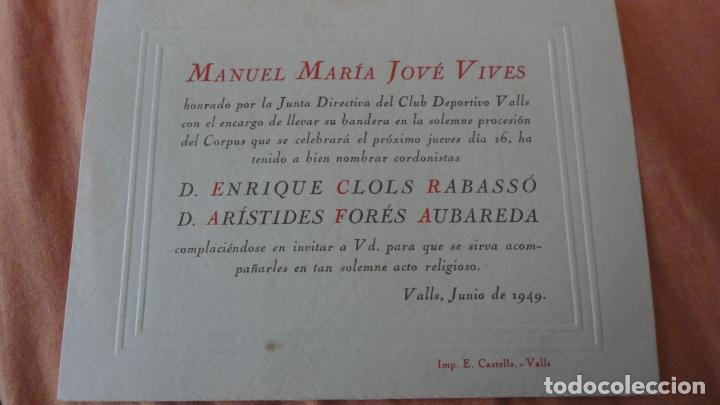 Sports collectibles: JUNTA DIRECTIVA CLUB DEPORTIVO VALLS.MANUEL JOV&Eacute; VIVES.ENRIQUE CLOLS RABASS&Oacute;.FOR&Eacute;S AUBAREDA.1949