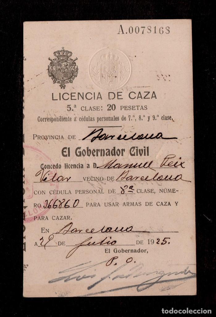 Sports collectibles: C16-9 LICENCIA DE CAZA  de  5&ordf; Clase Correspondiente a CEDULAS PERSONALES de 7&ordf;, 8&ordf; y 9&ordf; clase, para