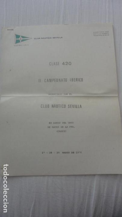 Sports collectibles: CLUB NAUTICO SEVILLA.II CAMPEONATO IBERICO CLASE 420.AGUAS LAGO ARCOS DE LA FRONTERA 1970