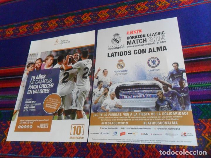 Sports collectibles: FLYER CORAZ&Oacute;N CLASSIC MATCH 2019 REAL MADRID LEYENDAS VS CHELSEA F.C. LEGENDS. FIESTA PALOTES REGALO