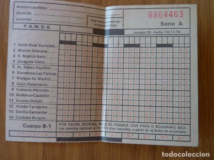 Sports collectibles: RESGUARDO QUINELAS JORNDA 10. 10/11/1974