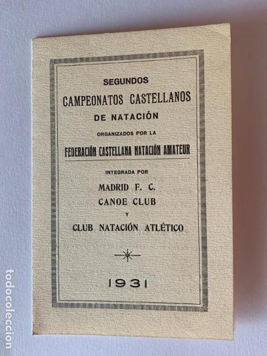 Sammelleidenschaft Sport: PROGRAMA DE LOS SEGUNDOS CAMPEONATOS CASTELLANOS DE NATACI&Oacute;N. A&Ntilde;O 1931.