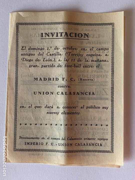 Sammelleidenschaft Sport: INVITACION PARA EL PARTIDO MADRID F.C. Y LA UNION CALASANCIA.
